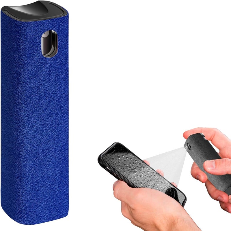 iO CLEAN Mini Screen Cleaner Spray – Finger Proof Screen Cleaner for Smartphones, iPads, MacBooks, Laptops, Car Screens, Touchscreens – 3in1 Mist Cleaner, Microfiber Cloth and Cover (Navy Blue) - Image 1
